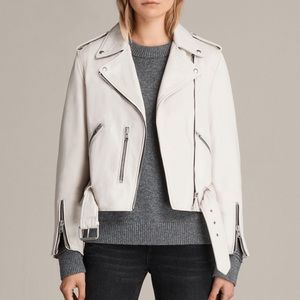 ALL SAINTS WHITE BALFERN BIKER JACKET